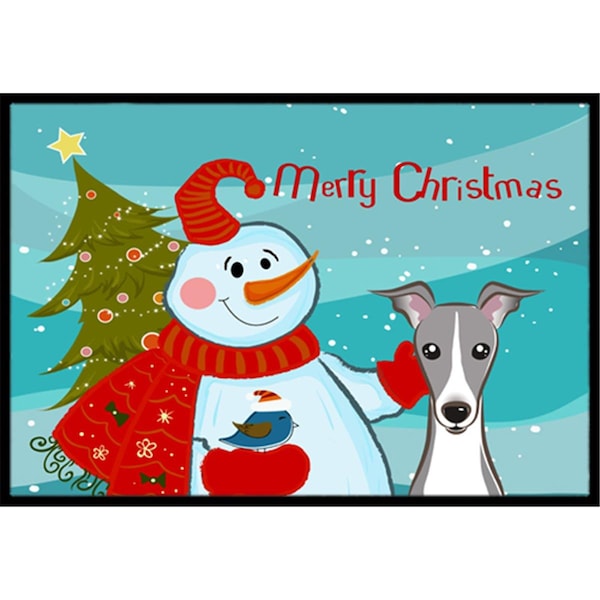 Carolines Treasures Snowman With Italian Greyhound Indoor and Outdoor Mat- 18 x 27 in. BB1856MAT - main
